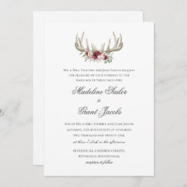 Inbjudan till hjort Antlers Vintage Woodland Weddi