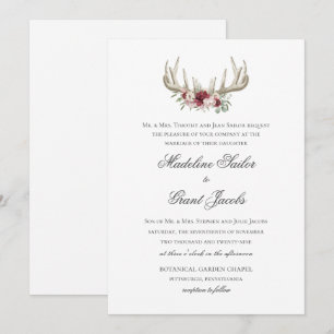 Inbjudan till hjort Antlers Vintage Woodland Weddi