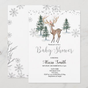 Inbjudan till hjort Winter Baby Shower