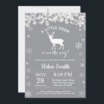 Inbjudan till hjort Winter Baby Shower Snowflake<br><div class="desc">Inbjudan till hjort Winter Baby Shower Snowflake. Vit snöflummel. Bjud in barn eller flicka. Winter Helgdag Baby Shower Inbjudan. Grått-bakgrund. Om du vill göra ytterligare anpassningar klickar du på knappen "Anpassa" och användor verktyg som är utformat för att ändra mallen.</div>