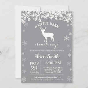 Inbjudan till hjort Winter Baby Shower Snowflake
