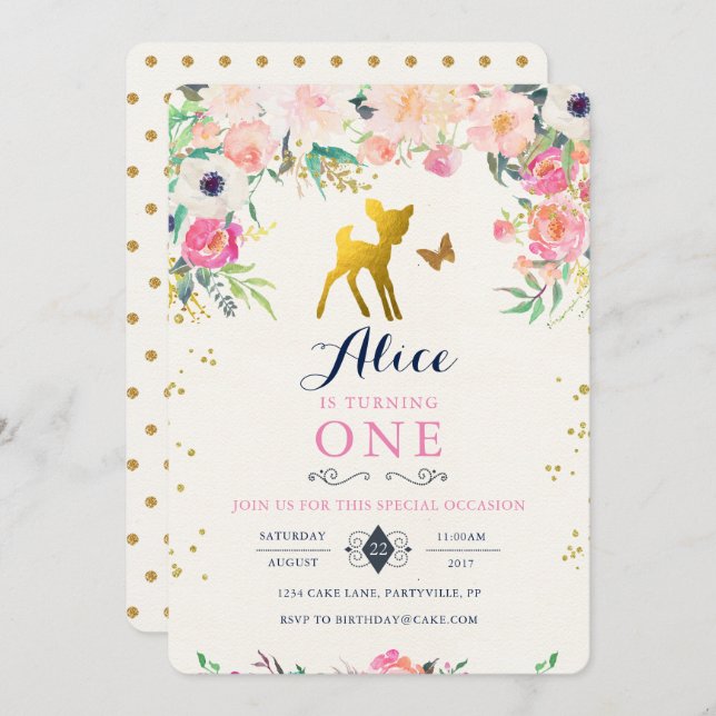 Inbjudan till hjorten på födelsedagen (Fram/baksida)