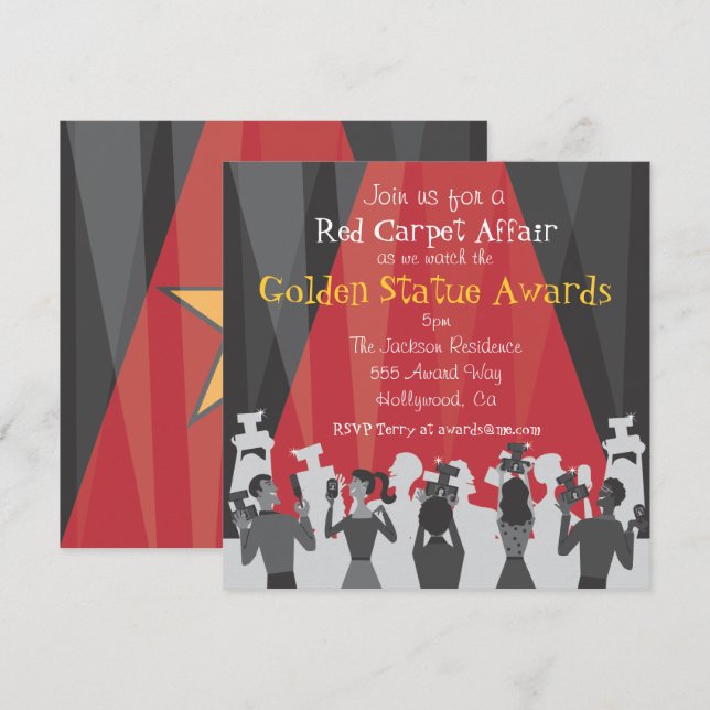 Inbjudan till Hollywood Movie Award Party (Fram/baksida)