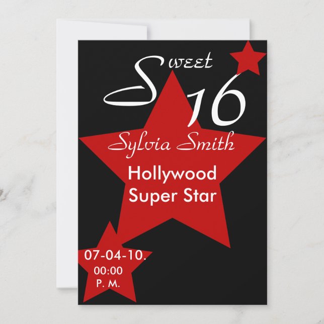 Inbjudan till Hollywood Toppen Star-anpassning (Framsida)