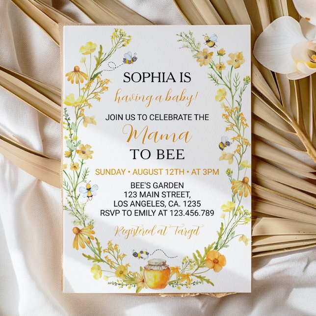 Inbjudan till honungsbin Wildblomma Baby Shower (Skapare uppladdad)