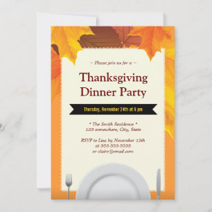 Inbjudan till Höst löv Dining Verktyg Thanksgiving