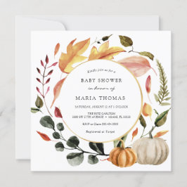 Inbjudan till höst löv och Pumpkin Baby Shower