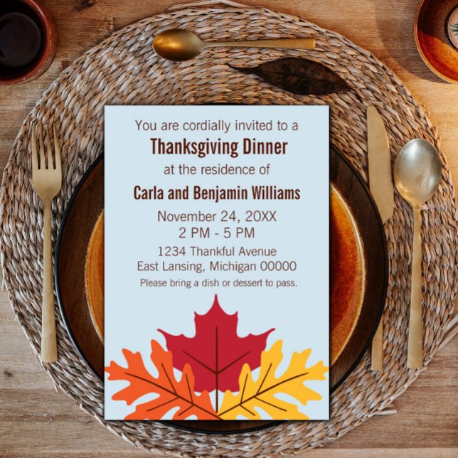 Inbjudan till Höst löv Thanksgiving (Fall Leaves Thanksgiving Invitation)