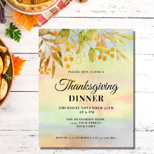 Inbjudan till Höst löv Thanksgiving för budgetmidd