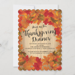 Inbjudan till höst löv Thanksgiving Middag Party