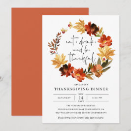 Inbjudan till Höst löv Thanksgiving-serverinbjudan