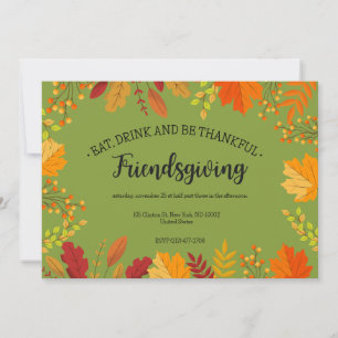 Inbjudan till höstblommande Thanksgiving - Grönt -
