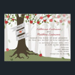 Inbjudan till höstbröllop på Apple Orchard<br><div class="desc">En inbjudan till fallbröllop med en illustration av en äppelfruktträdgård med röda äpplen. Skräppost med banner kan anpassas med namn från brud & groom. Formuleringen kommer från brud och groom.</div>