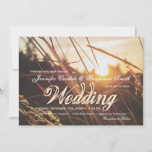 Inbjudan till hösten Fält Sunset Fall Wedding (Framsida)