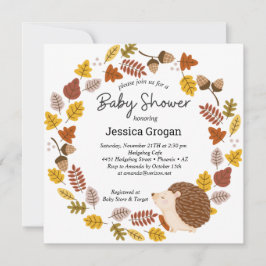 Inbjudan till hösten Hedgehog Baby Shower