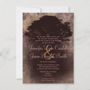 Inbjudan till hösten Oak Träd Silhouette Fall Wedd