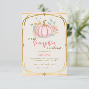 Inbjudan till höstrosa pumpa-babyshower