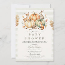 Inbjudan till höstskogs-baby shower för småbarn