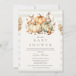 Inbjudan till höstskogs-baby shower för småbarn