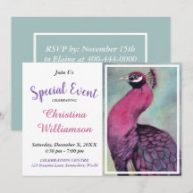 INBJUDAN TILL HOT PINK PEACOCK PARTY EVENEMANG