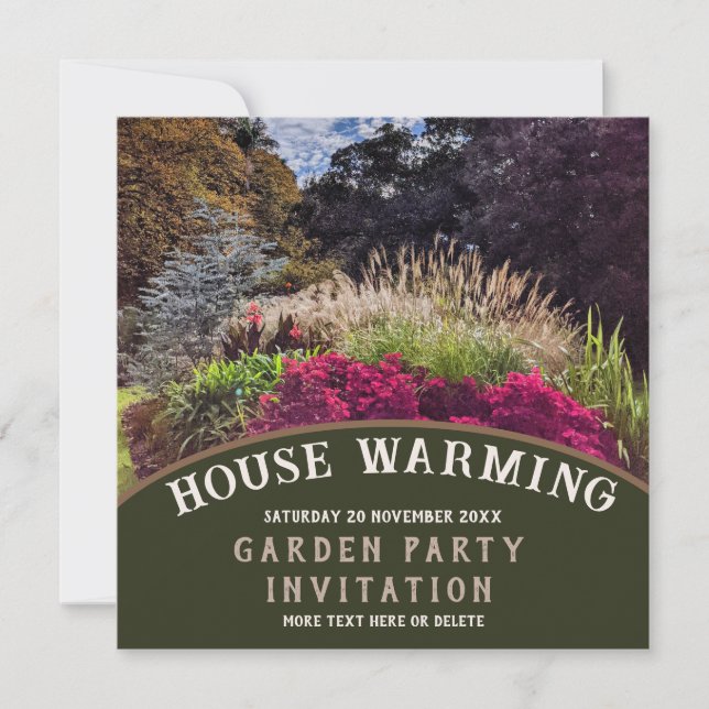 Inbjudan till House Warming Colorful Garden Party- (Framsida)
