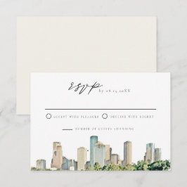 Inbjudan till HOUSTON Watercolor Skyline Bröllop O