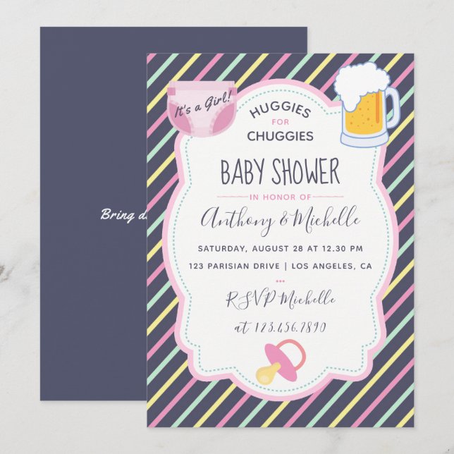 Inbjudan till Huggies för Chuggies blöjparty (Fram/baksida)
