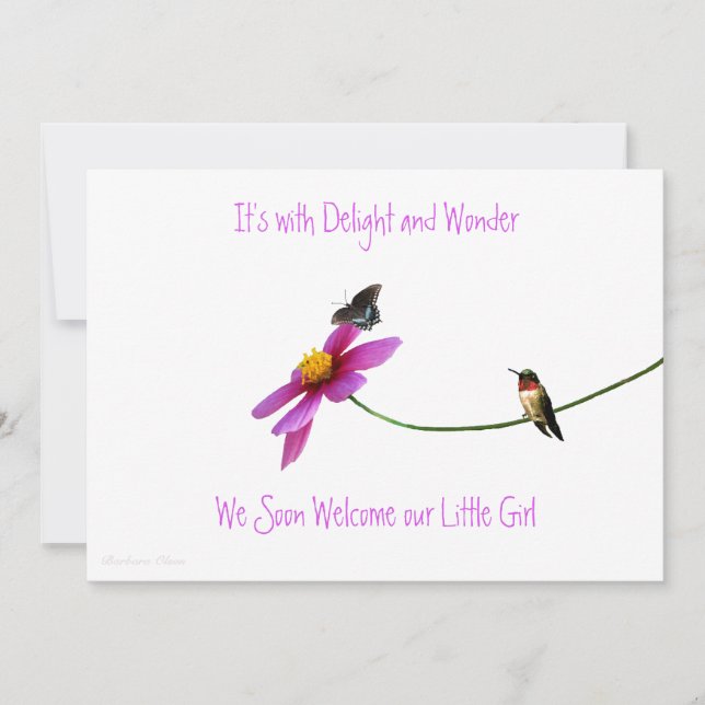 Inbjudan till Hummingbird Baby Shower (Framsida)