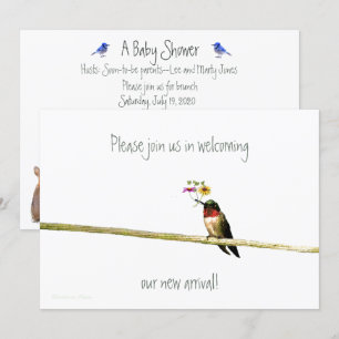 Inbjudan till Hummingbird Baby Shower: könsneutral