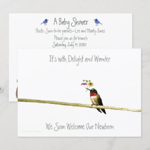 Inbjudan till Hummingbird Baby Shower: könsneutral