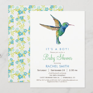 Inbjudan till Hummingbird Boy Baby Shower