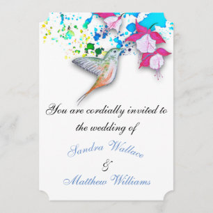 Inbjudan till Hummingbird & Fuchsia Elegant bröllo