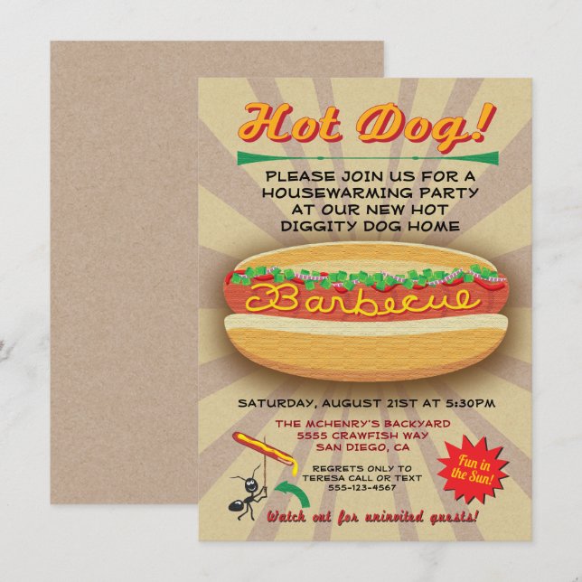 Inbjudan till hund av Hetten för uppvärmning av hu (Fram/baksida)