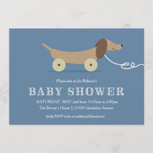 Inbjudan till Hund Drag Leksak Baby Shower