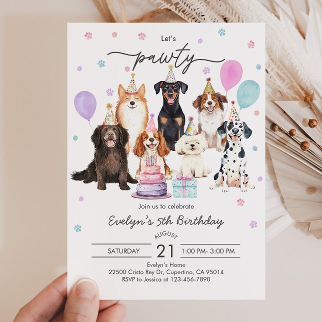 Inbjudan till hund Puppy Pawty Birthday (Skapare uppladdad)