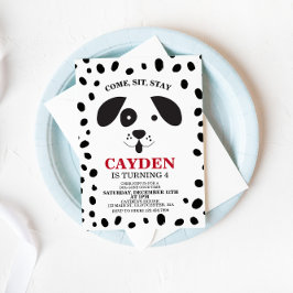 Inbjudan till hund svarta och vita prickar