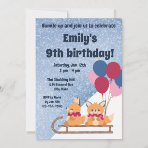 Inbjudan till hundar Sledding Birthday