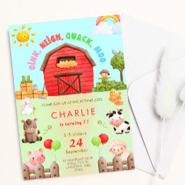 Inbjudan till husdjursPetting Zoo Kid Birthday