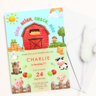 Inbjudan till husdjursPetting Zoo Kid Birthday