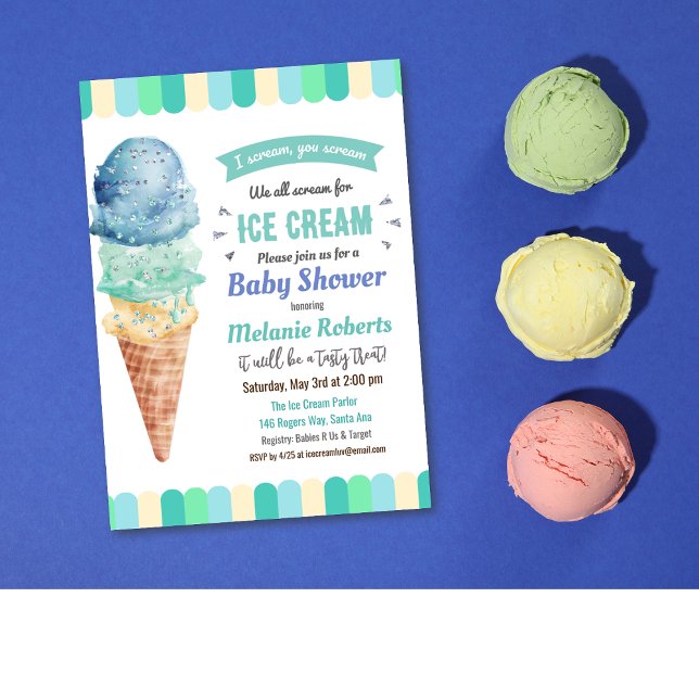 Inbjudan till Ice Cream Boy Baby Shower (Skapare uppladdad)
