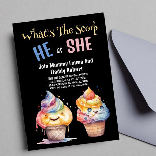 Inbjudan till Ice Cream Gender Reveal Party