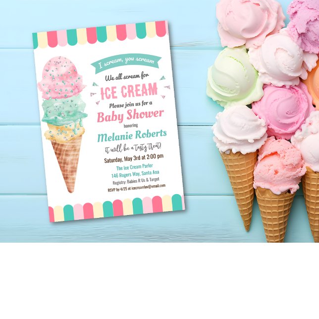 Inbjudan till Ice Cream Glitter Baby Shower (Skapare uppladdad)