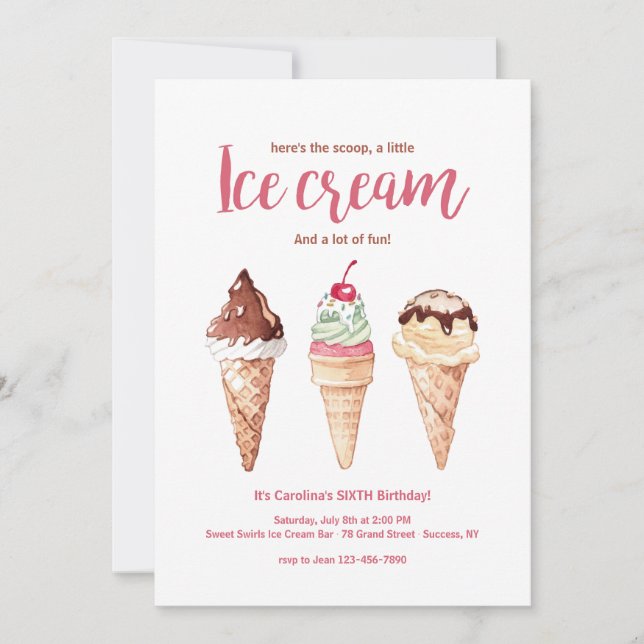 Inbjudan till Ice Cream-koner (Framsida)