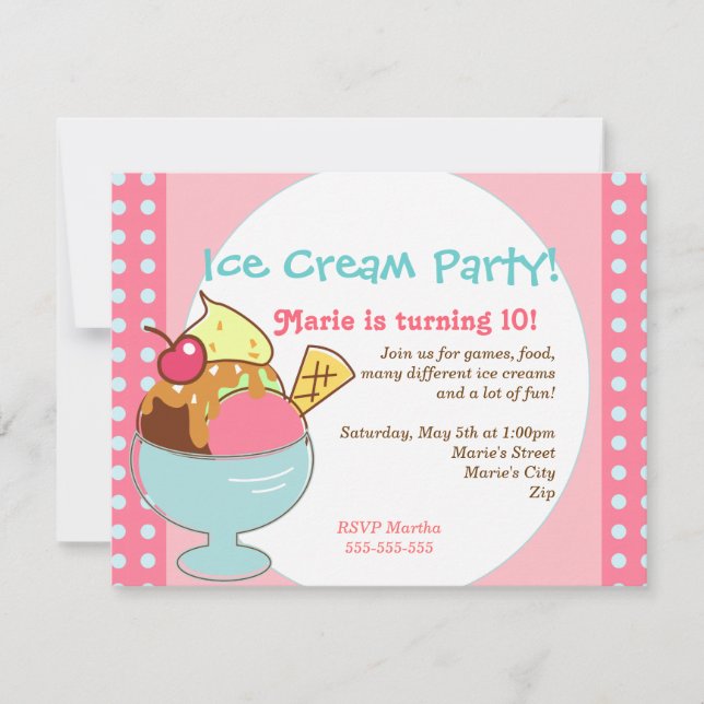 Inbjudan till Ice Cream Party (Framsida)