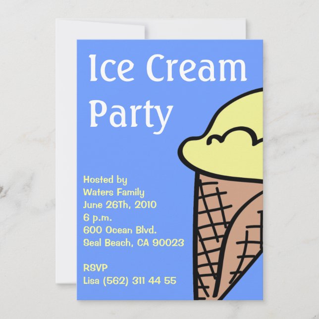 Inbjudan till Ice Cream Party (Framsida)