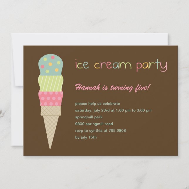 Inbjudan till Ice Cream Party (Framsida)