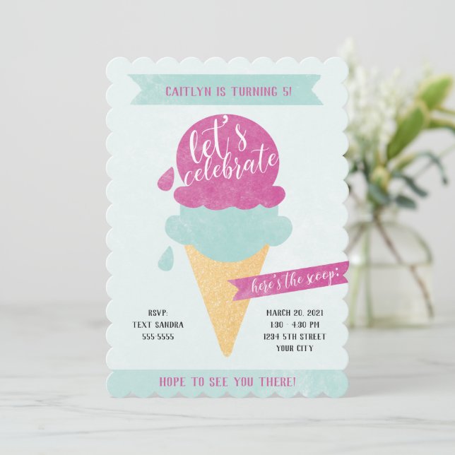 Inbjudan till Ice Cream Party (Stående Fram)