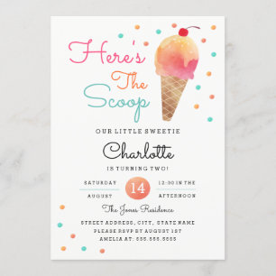 Inbjudan till Ice Cream Party Barns födelsedag-par