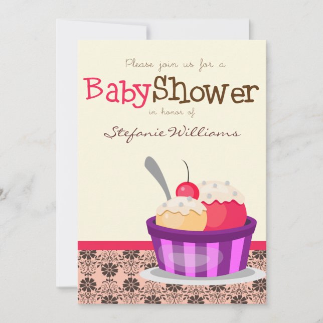 Inbjudan till Ice Cream Sundae Baby Shower (Framsida)