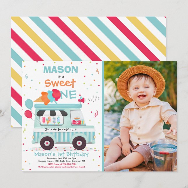 Inbjudan till Ice Cream Sweet Birthday Ice Cream L (Fram/baksida)